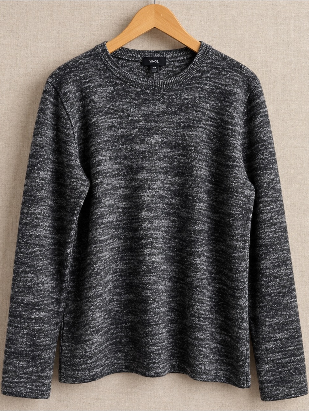 Vince Marled Charcoal Grey Crewneck Sweater Textured Knit Minimalist M